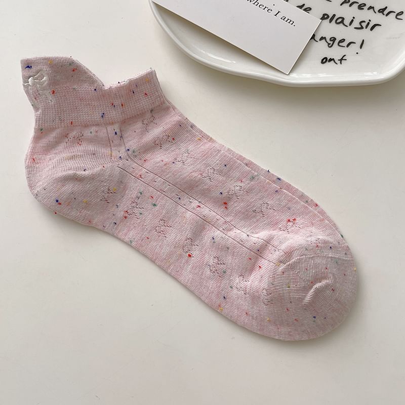 Bow Embroidered Ankle Socks