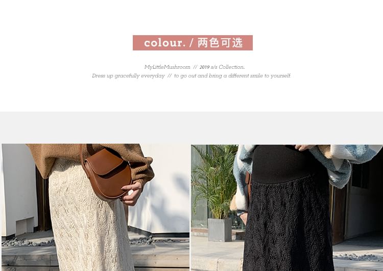 Maternity High Rise Lace Midi Straight Skirt