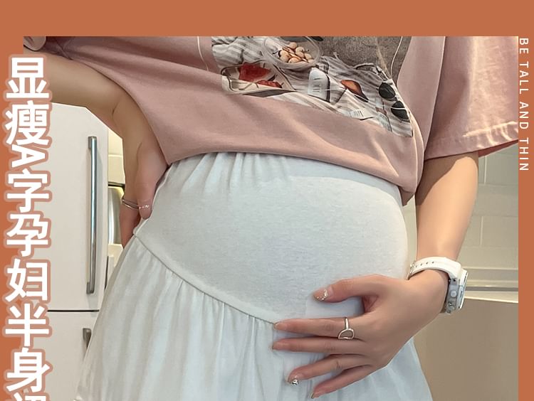 Maternity High Rise Solid Mini Flared Skirt