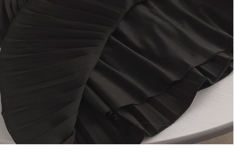 Maternity High Waist Pleated Mini Flared Skirt