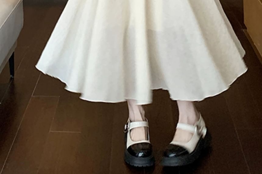 Maternity High Waist Solid Midi Flared Skirt