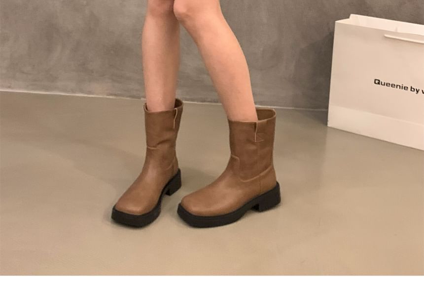 Platform Plain Short Boots