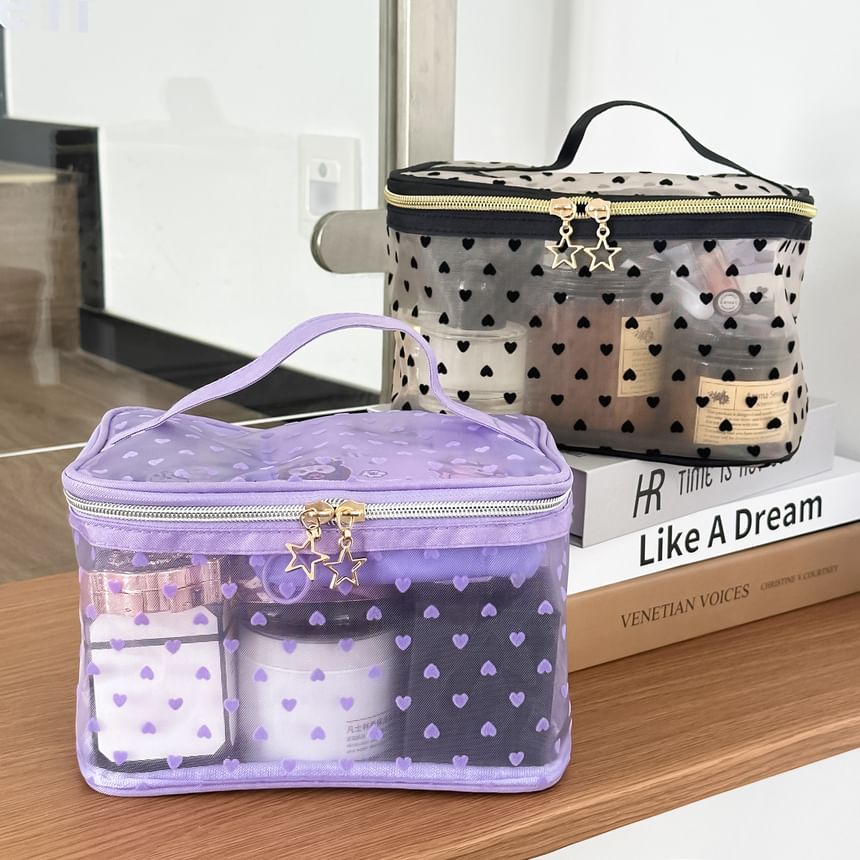 Heart Nylon Makeup Bag / Toiletry Bag