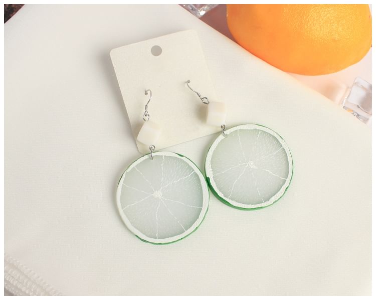 On Slice Drop Earring Clip / Lemon