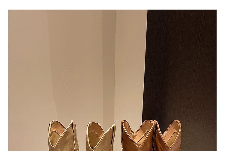 Heel Leather Faux Chunky Boots Tall