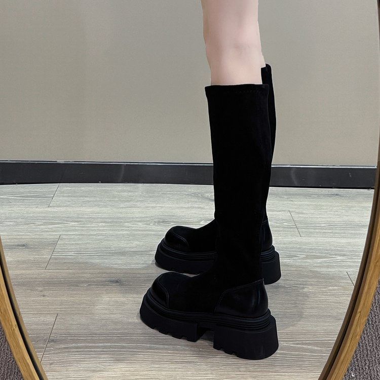 Platform Cap Toe Boots Tall