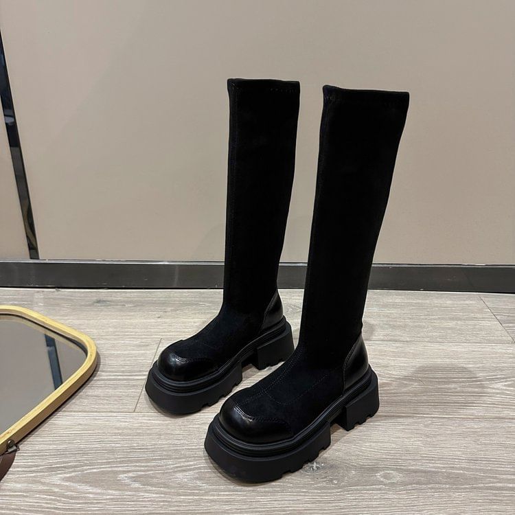 Platform Cap Toe Boots Tall