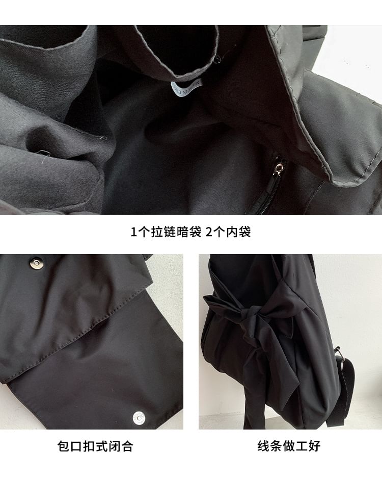 Backpack Plain Flap Nylon Bow