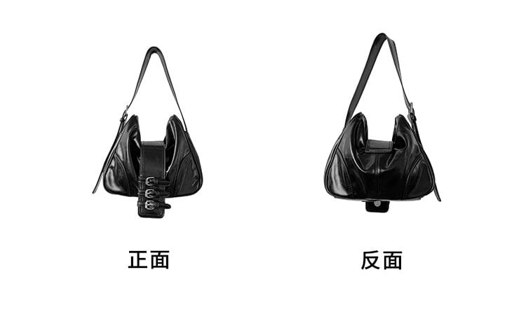 Faux Bag Shoulder Leather Buckled Plain