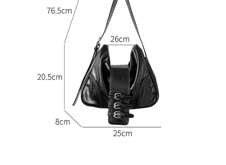 Faux Bag Shoulder Leather Buckled Plain