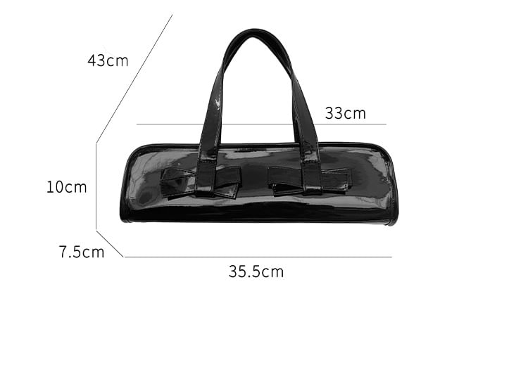Leather Bag Shoulder Patent Bow Accent Plain
