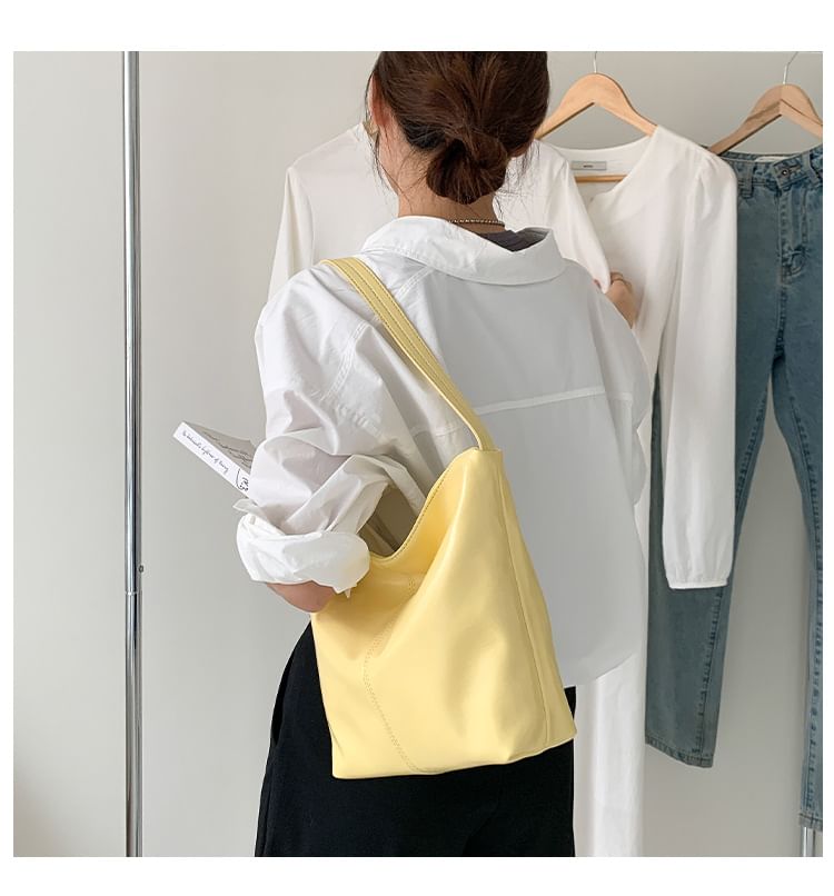 Leather Plain Tote Faux Bag