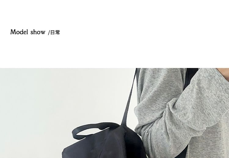 Plain Backpack Flap Accent Nylon Drawstring Bow