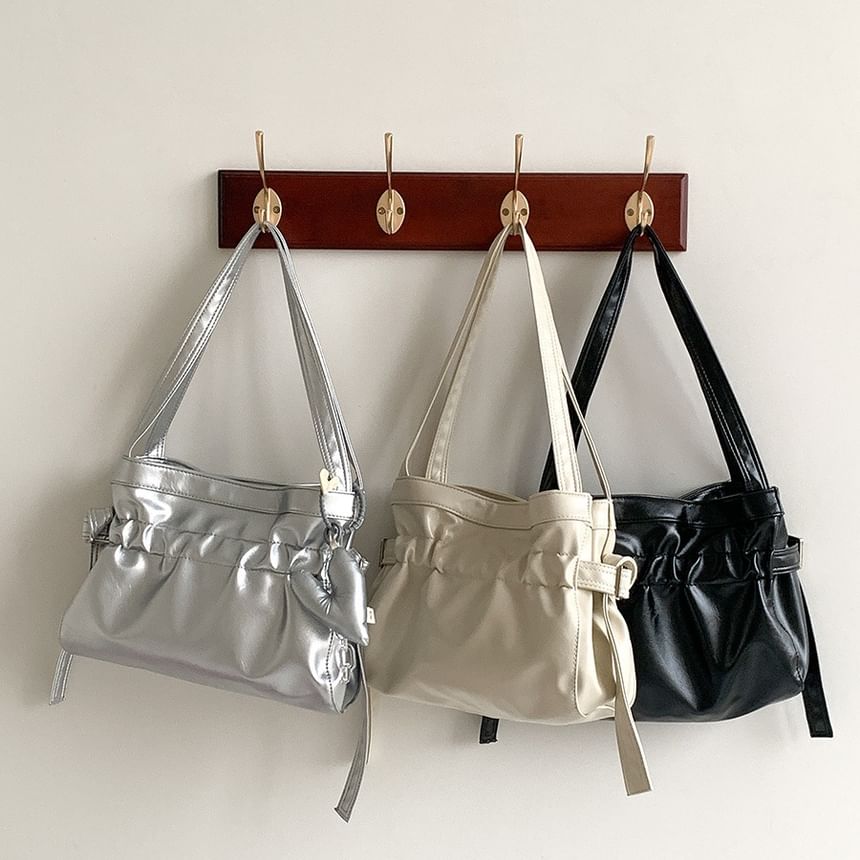 Plain Tote Bag Leather Faux Drawstring