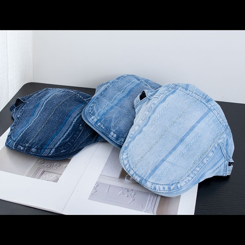 Denim Cap Washed Striped Flat