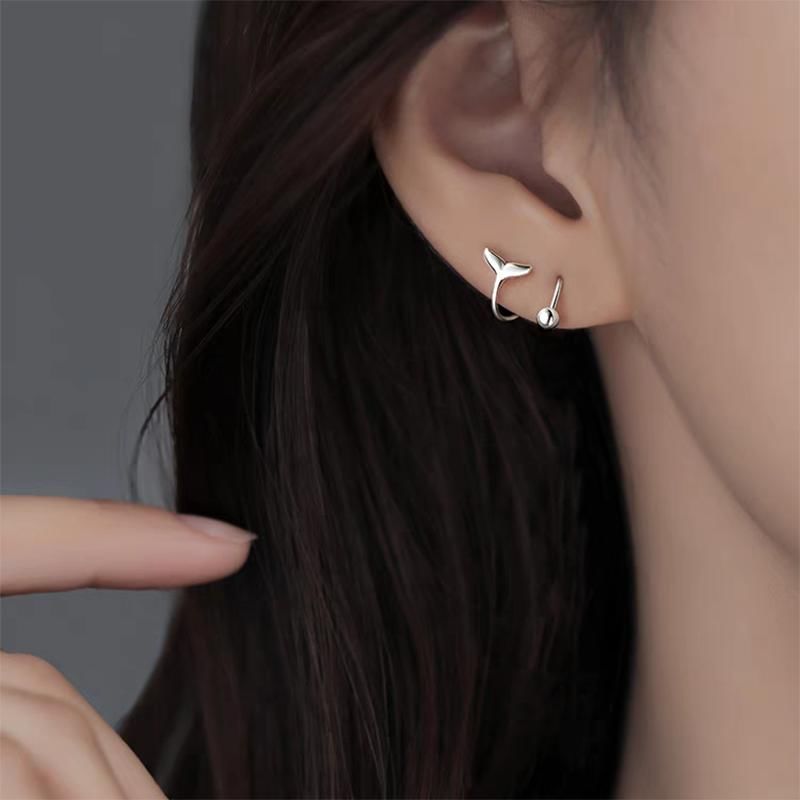 925 Sterling Silver Barbell Huggie Earring