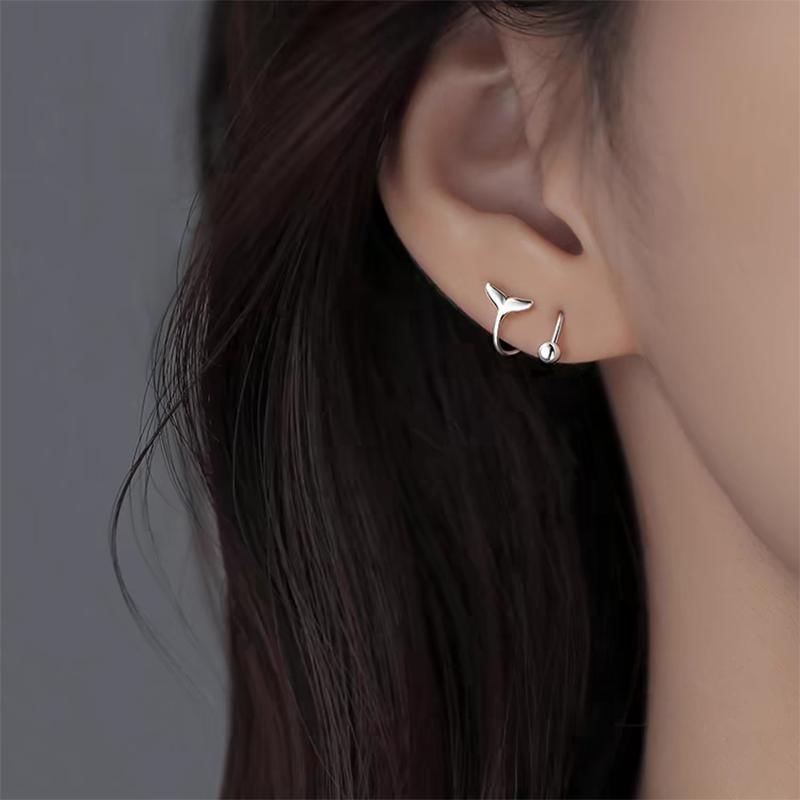 925 Sterling Silver Barbell Huggie Earring