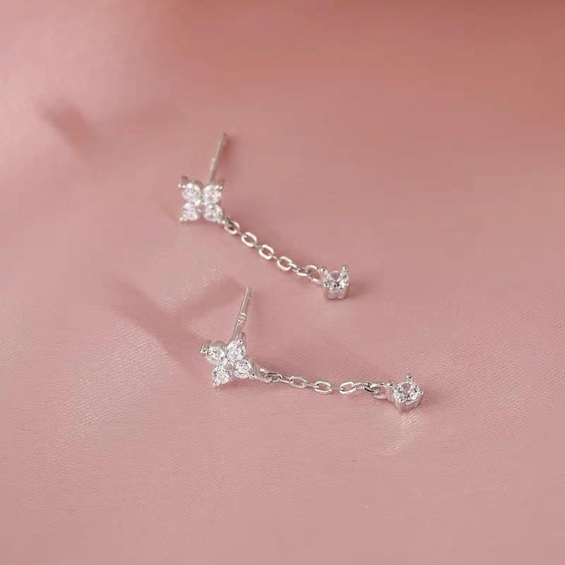 925 Sterling Silver Rhinestone Drop Earring