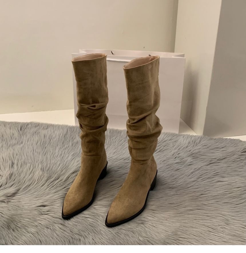 Chunky Heel Tall Boots Pointy