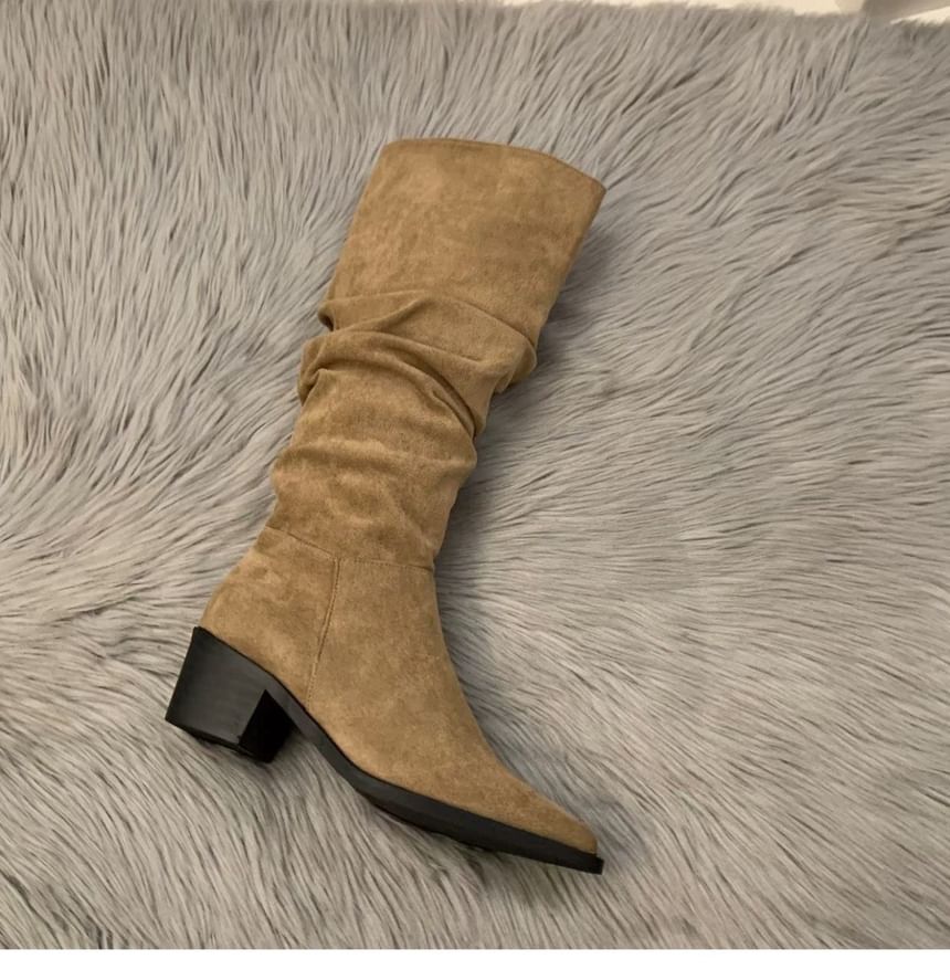 Chunky Heel Tall Boots Pointy