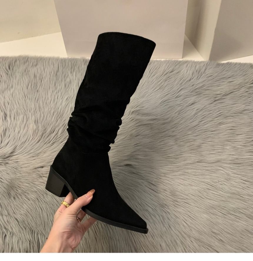 Chunky Heel Tall Boots Pointy