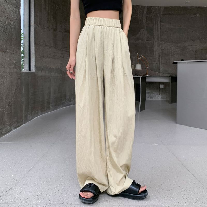 High Rise Plain Straight Leg Pants