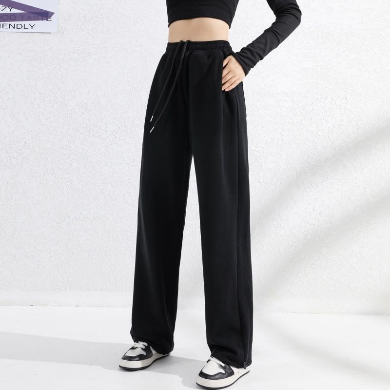 Elastic Waist Plain Sweatpants