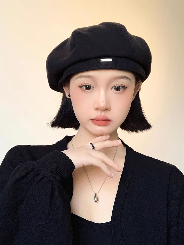 Applique Beret Blend Wool