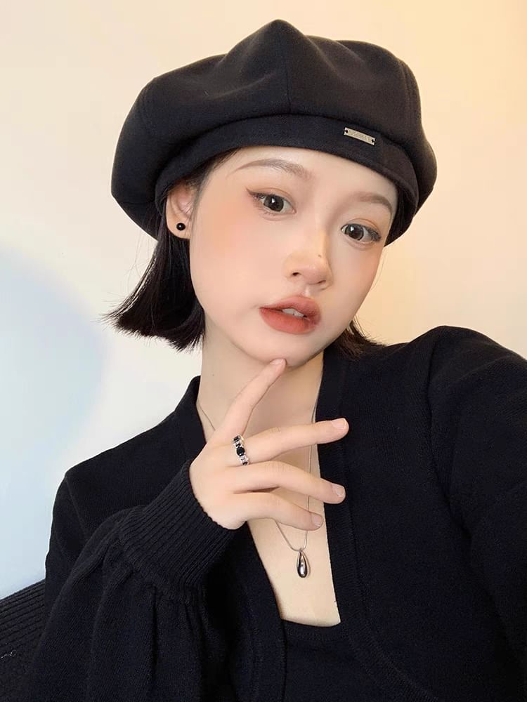 Applique Beret Blend Wool