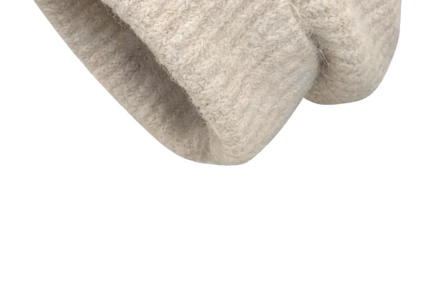 Knit Beanie Plain Fuzzy
