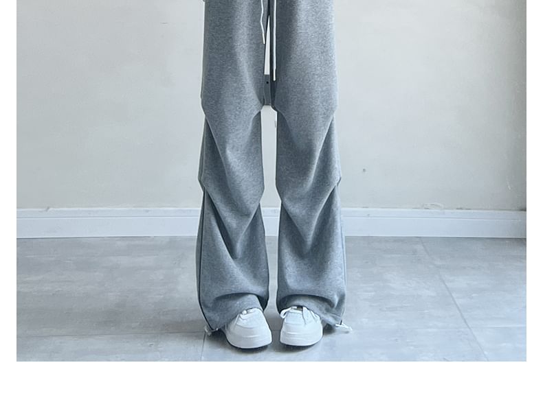 Plain High Rise Drawstring Parachute Wide Leg Sweatpants