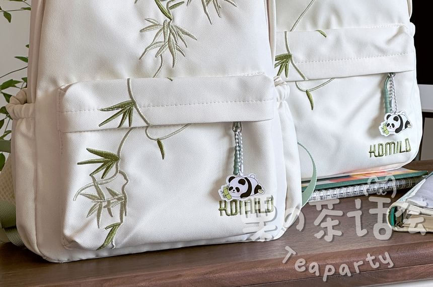 Bamboo Embroidered Laptop Backpack / Bag Charm / Set