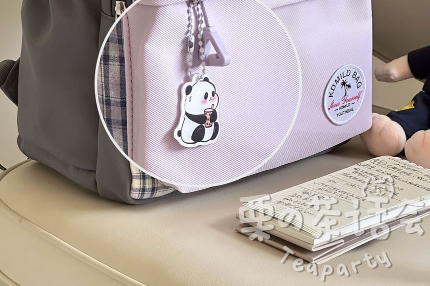 Plaid Applique Laptop Backpack / Bag Charm / Set