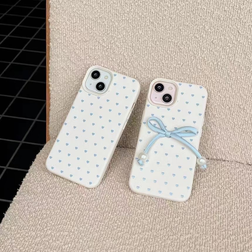 Heart Faux Phone Case Bow Set Adhesive Decoration Leather /