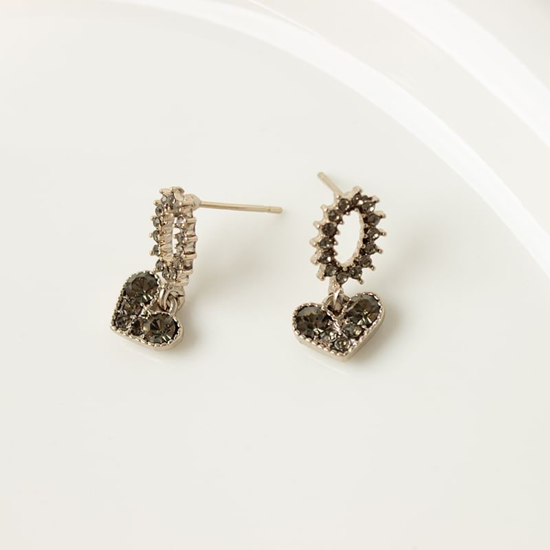 Flower Drop Earring Rhinestone Alloy Heart