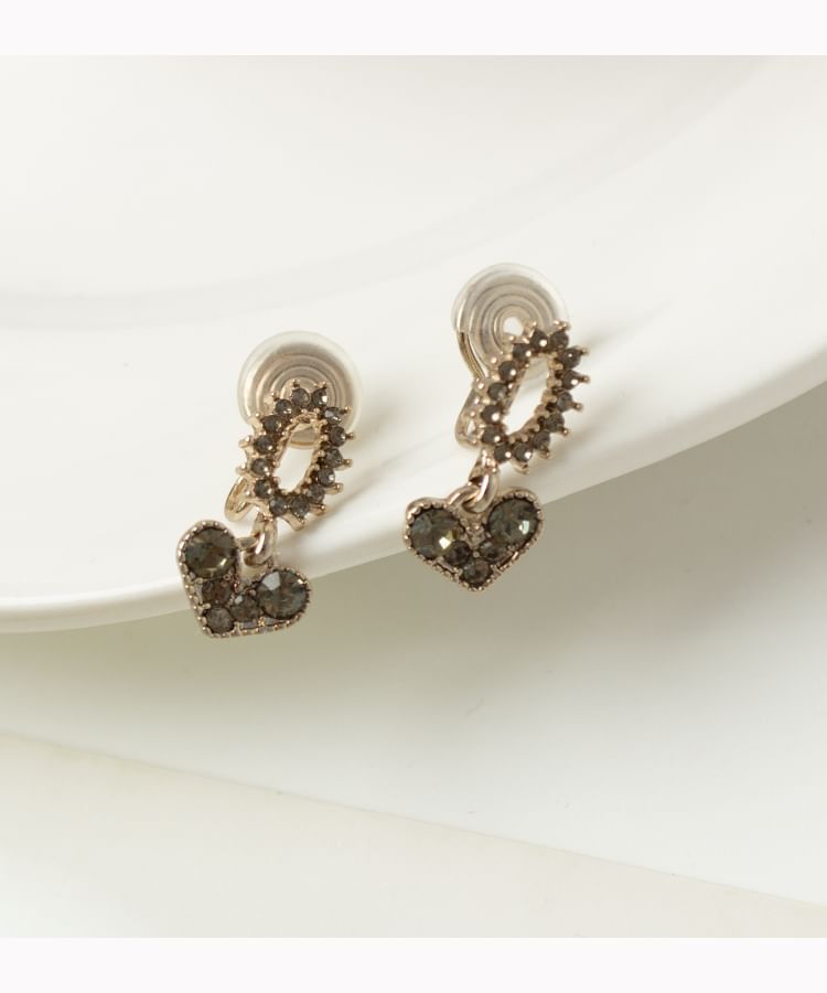 Flower Drop Earring Rhinestone Alloy Heart