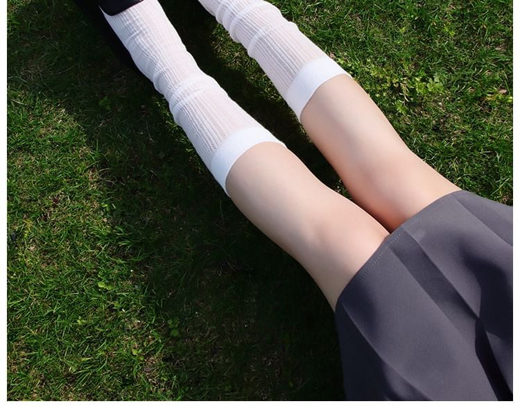 Plain Perforated Knee High Socks