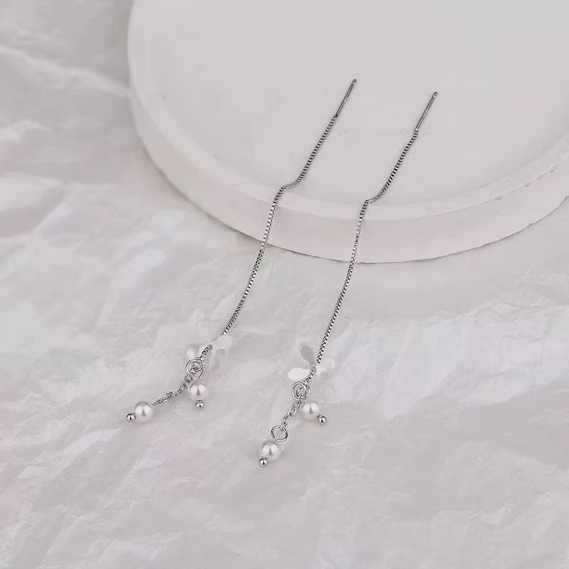 925 Sterling Silver Faux Pearl Drop Earring