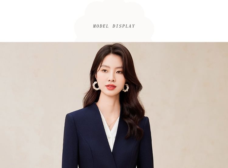 V-Neck Tie Waist Blazer with Blouse, Suit Pants, and Mini Skirt Set