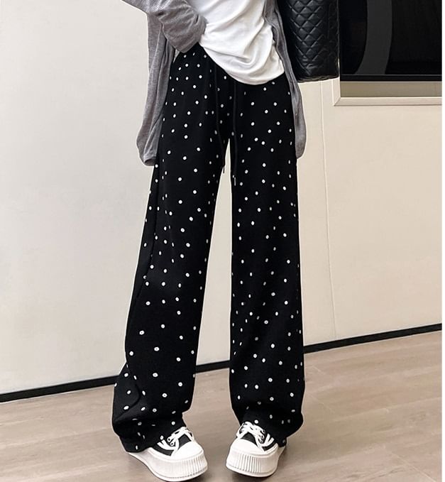 Floral Print High Waist Drawstring Wide Leg Sweatpants