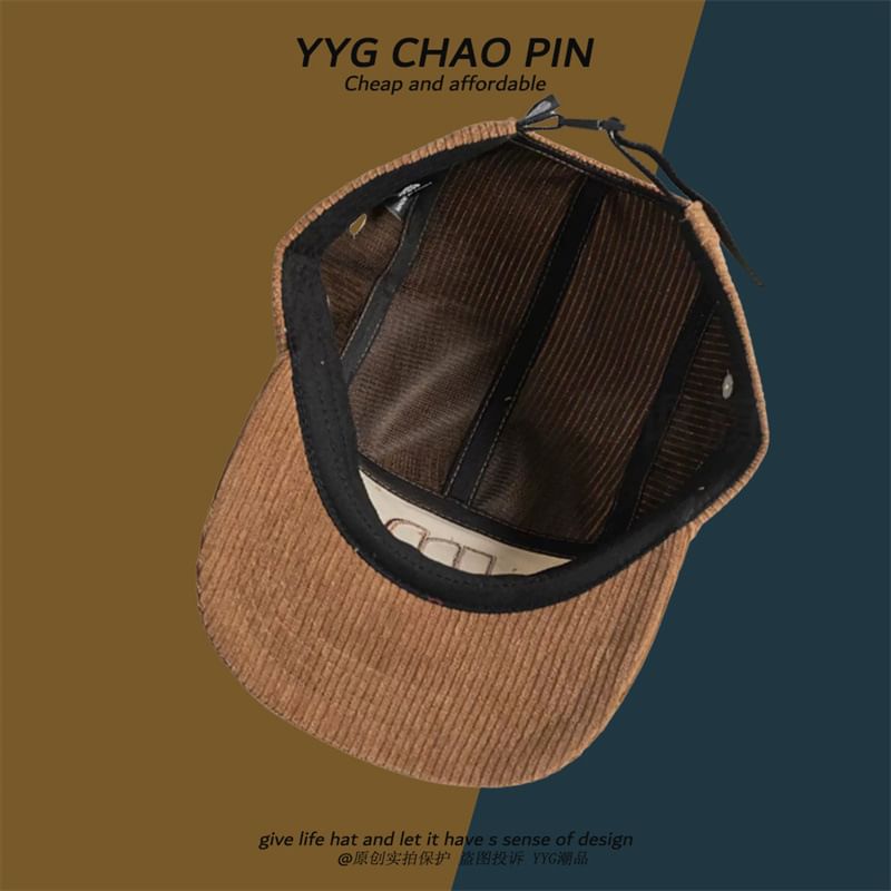 Cap Letter Embroidered Baseball Corduroy