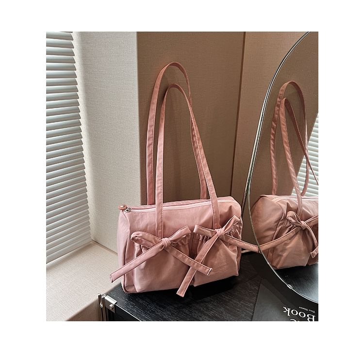 Plain Bow Nylon Tote Bag