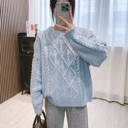 Crew Neck Cable Knit Sweater