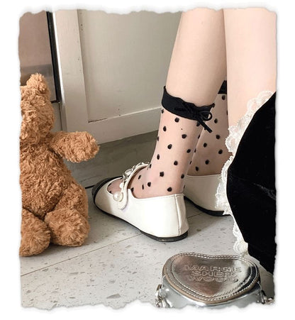 Bowknot Polka Dot Sheer Socks