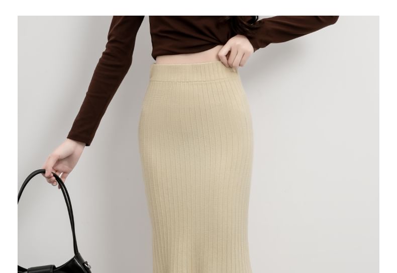 High-Waist Knitted Mermaid Tail Midi Skirt