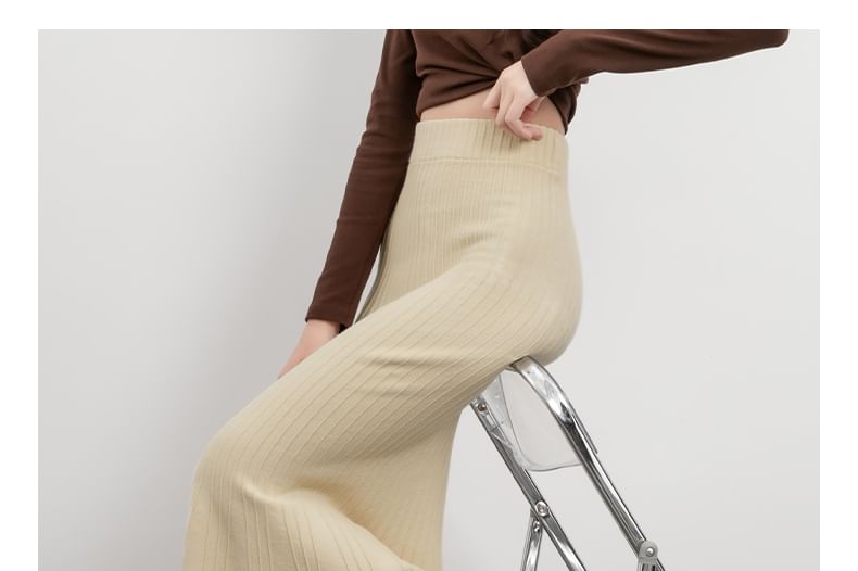 High-Waist Knitted Mermaid Tail Midi Skirt