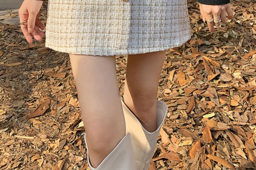 High Rise Checked Mini Straight Skirt
