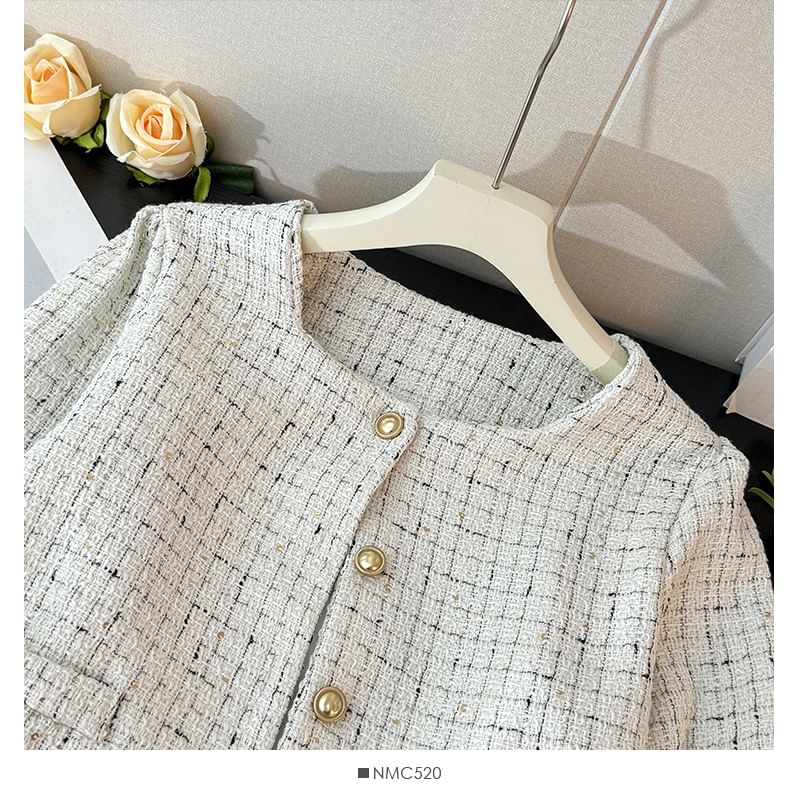 Square-Neck Tweed Jacket