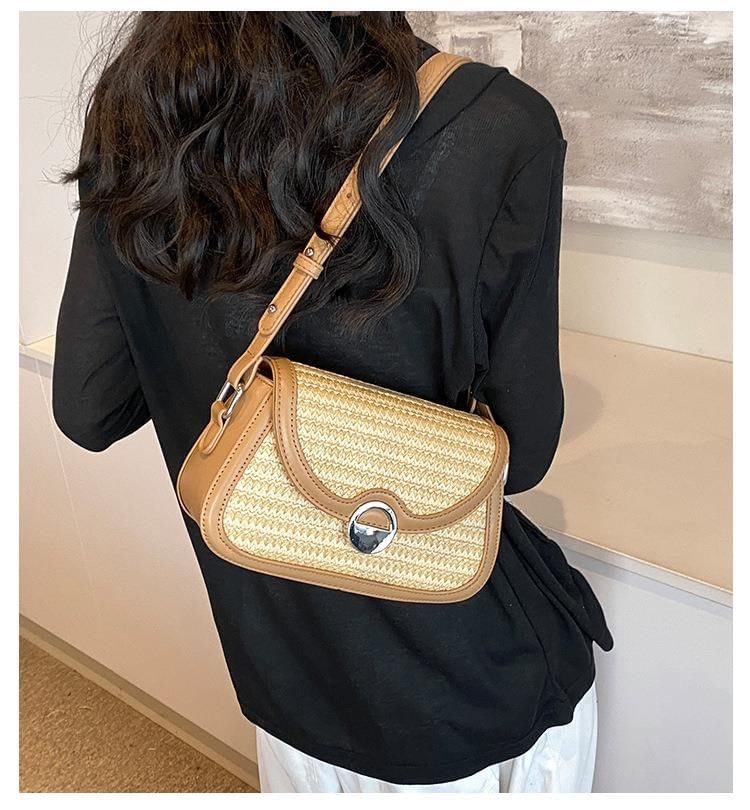 Tone Crossbody Bag Straw Flap Two