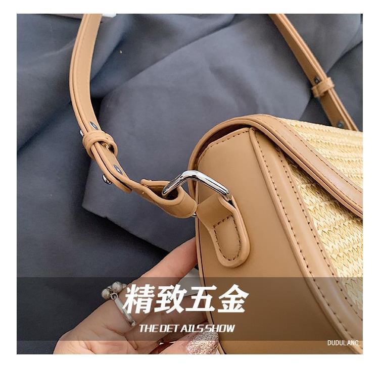 Tone Crossbody Bag Straw Flap Two